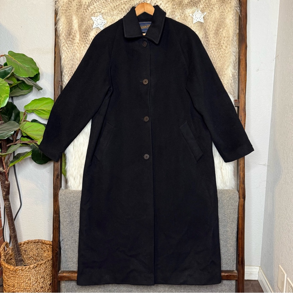 Pendleton Long Black Wool Coat Duster - image 1